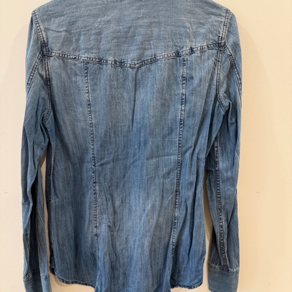 J. Crew - Medium Blue Denim Chambray Western Button up Long Sleeve Shirt, Size 8 - Picture 4 of 4